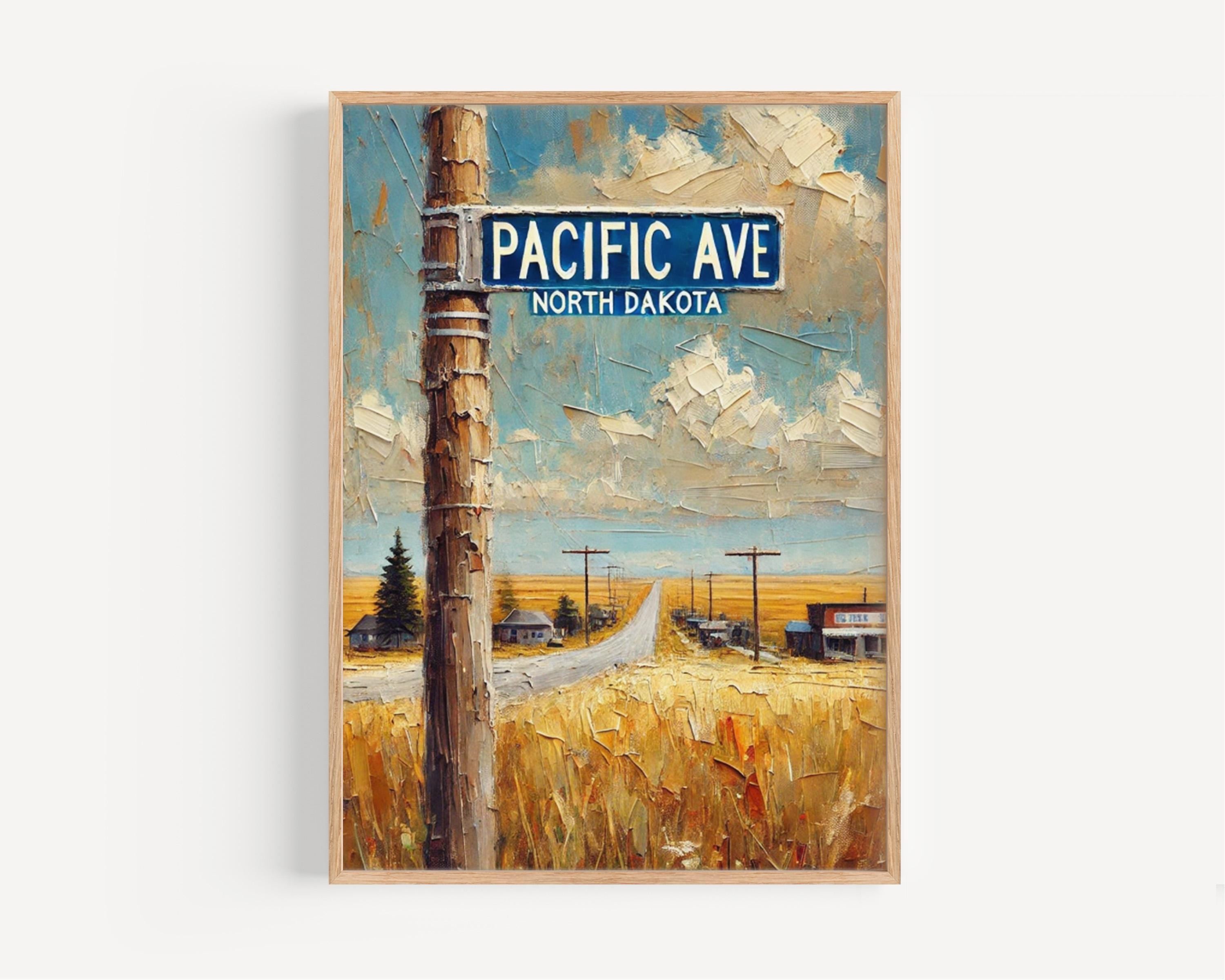 Pacific Avenue Wall Art, Bismarck Print, North Dakota Art, “City” Gift, Travel Souvenir, Travel Poster,  “State” Art, PERSONALIZED GIFT