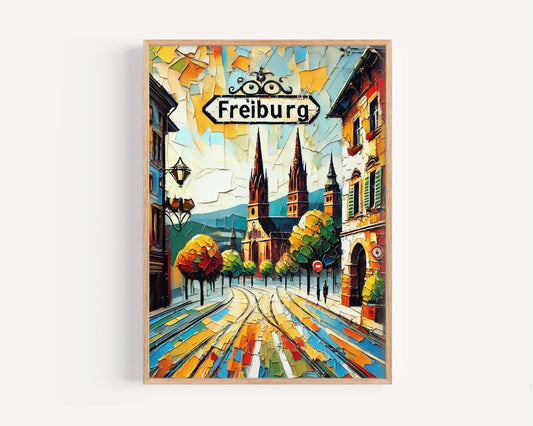 Freiburg Art Print – Germany City Wall Art, Travel Poster, European Home Decor, Housewarming Gift, Freiburg Map Illustration