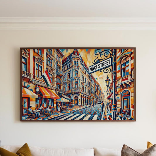 Vaci Street Print Budapest Wall Art, Hungary Travel Poster, Hungarian Souvenir & Housewarming Gift, Vaci St Illustration, Cityscape Decor