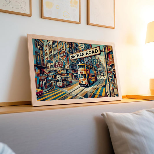 Nathan Road Print - Hong Kong Wall Art Travel Poster, Asian Artwork Gift, Housewarming & Home Decor, Nathan Rd Vintage Style