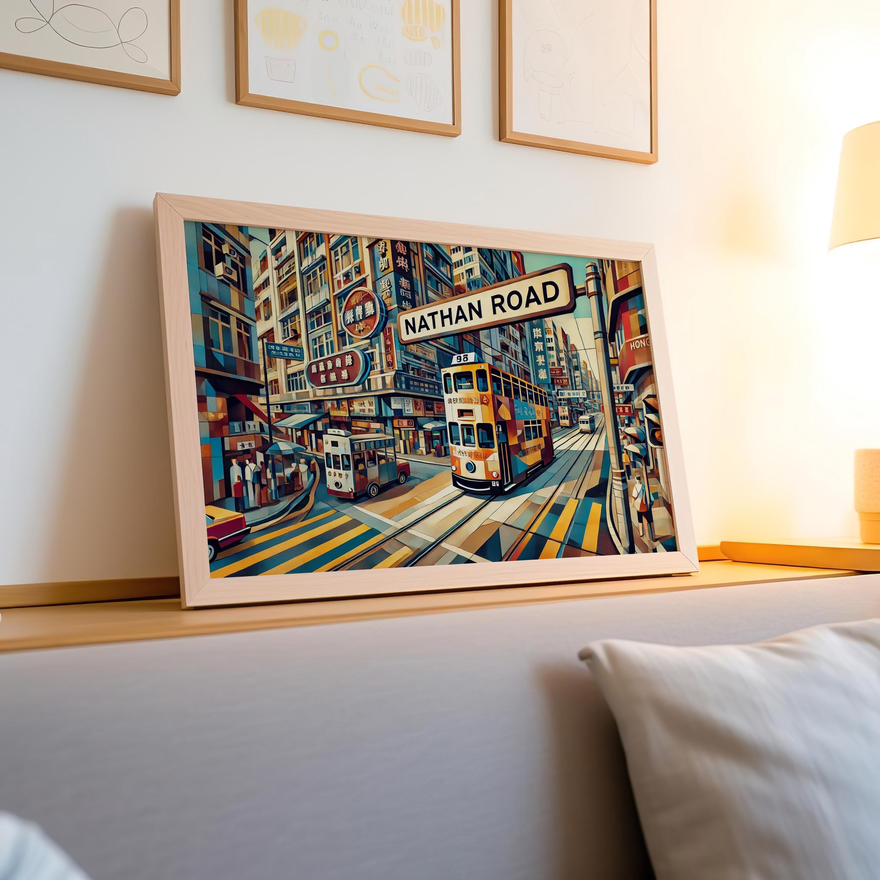 Nathan Road Print - Hong Kong Wall Art Travel Poster, Asian Artwork Gift, Housewarming & Home Decor, Nathan Rd Vintage Style