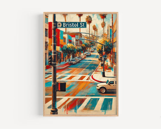 Orange County Bristol St Wall Art - California Travel Print, Orange & White Street Poster, Housewarming Gift, Coastal California Decor