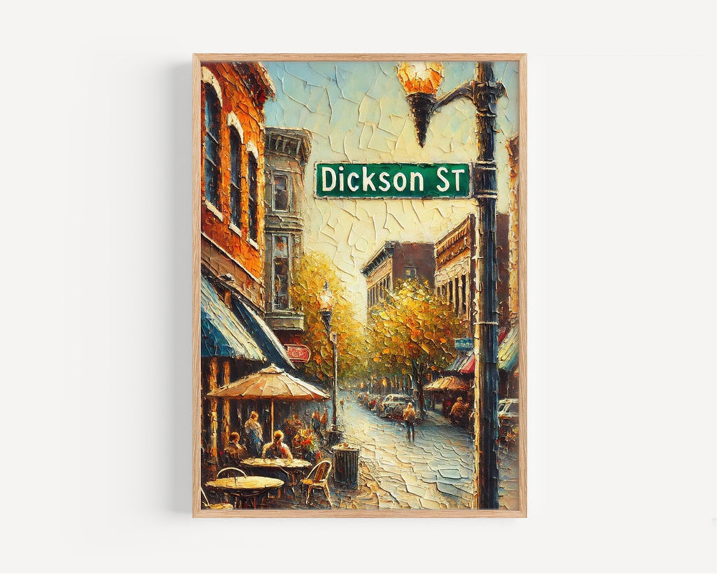 Dickson Street Art Print, Fayetteville Arkansas Travel Poster