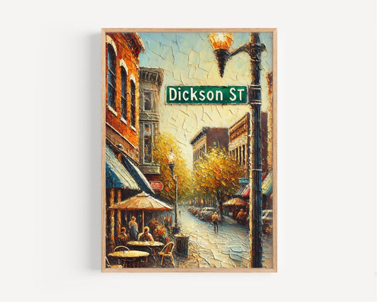 Dickson Street Art Print, Fayetteville Arkansas Travel Poster