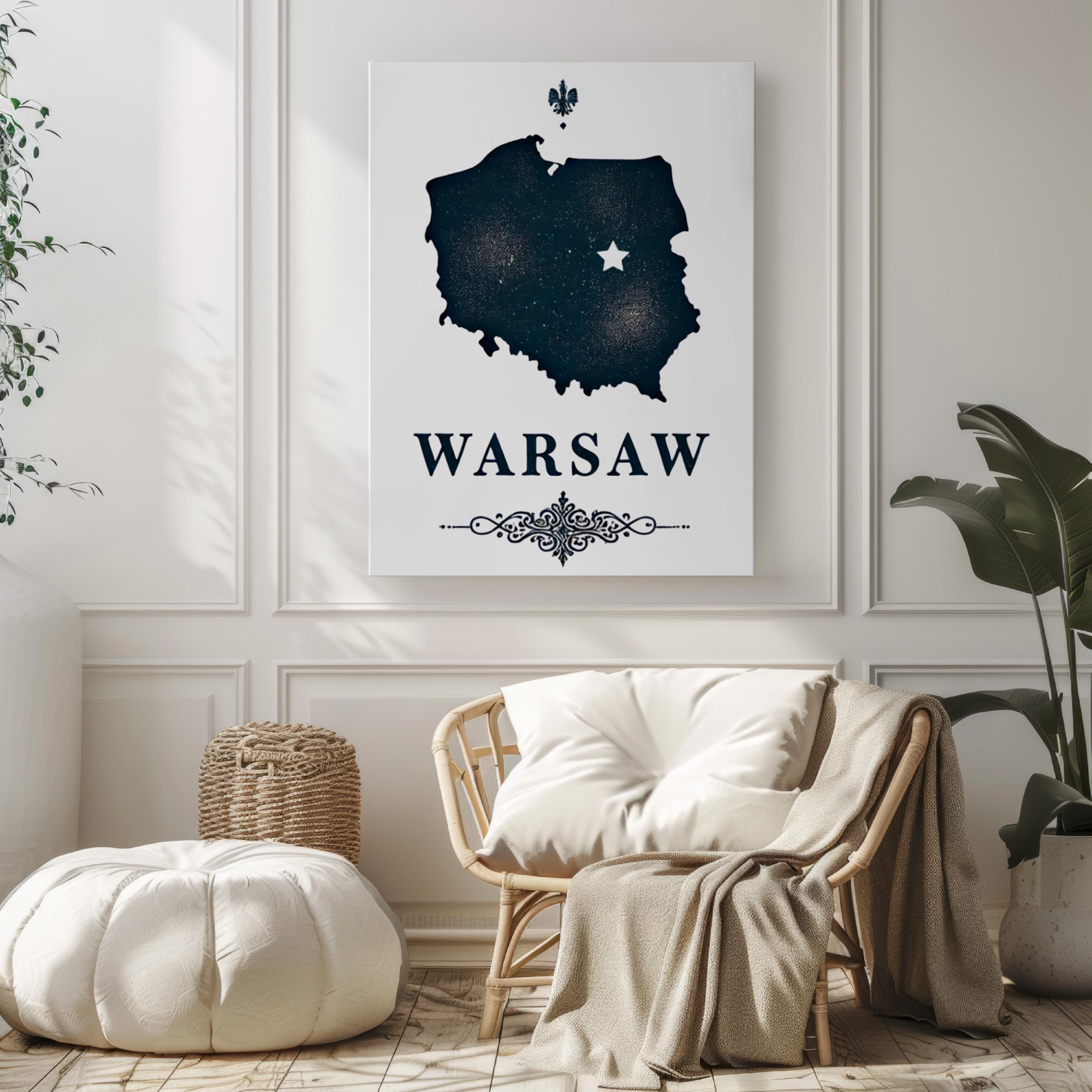 Poland Warsaw Wall Art Print – Travel Decor, Housewarming & College Gift, Unique Poland Map Artwork for Home