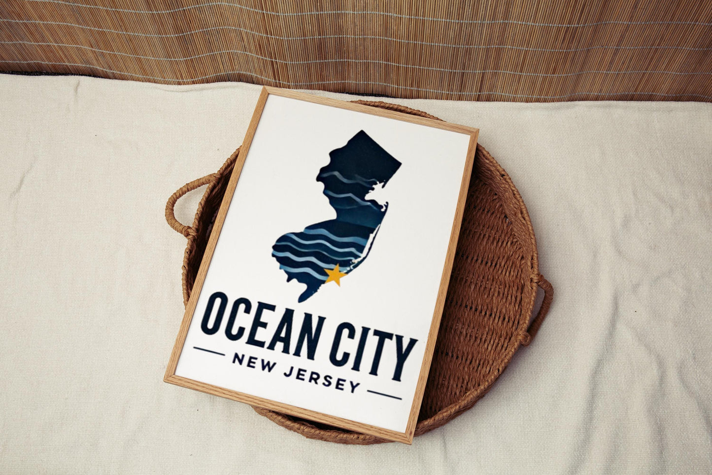 New Jersey Ocean City Wall Art Print – Beach Decor, Travel Gift, Housewarming & College Room Artwork