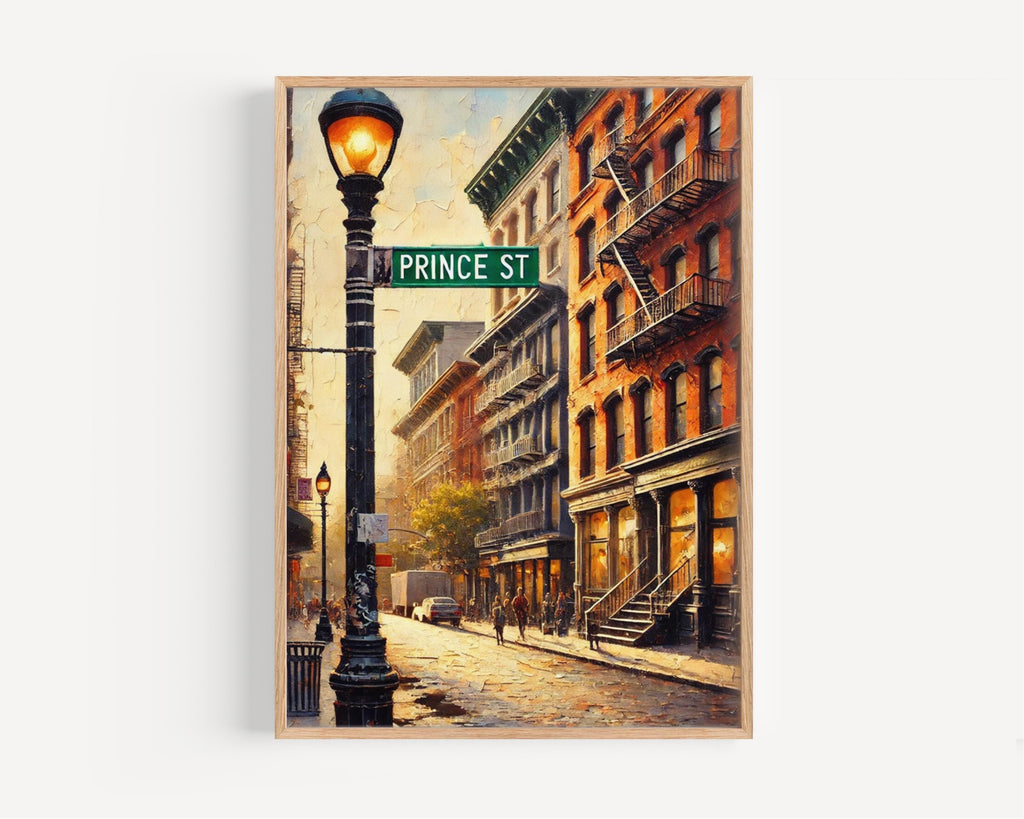 Prince Street Oil Painting Art Print: SoHo Manhattan NYC Travel Poster