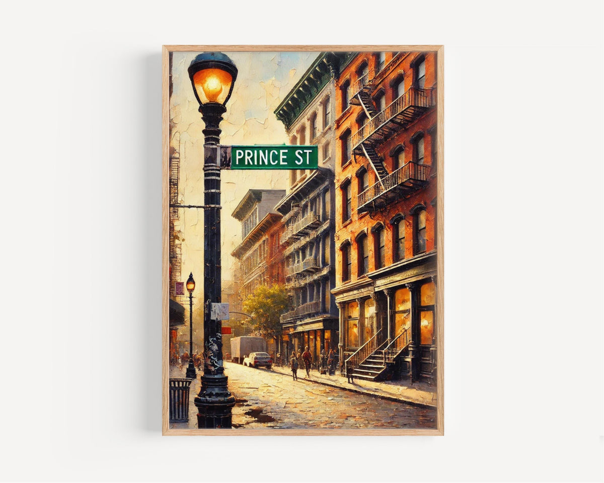 Prince Street Oil Painting Art Print: SoHo Manhattan NYC Travel Poster