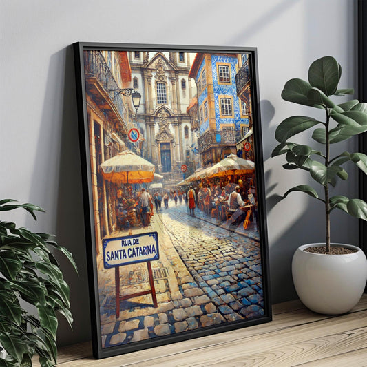 Santa Catarina Street Wall Art, Porto Print, Portugal Travel Poster, European Cityscape, Gift for Travelers, Home Wall Decor, Personalized