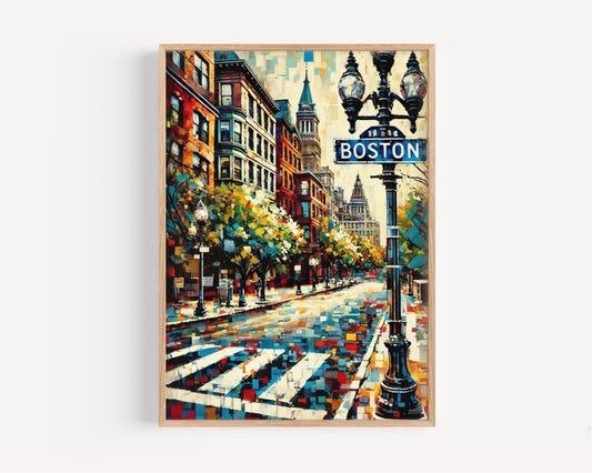 Massachusetts Boston Wall Art Print, Travel Poster & American Decor, Massachusetts Gift, Housewarming Artwork
