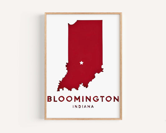 Bloomington Print Indiana Wall Art - Travel Decor, College Gift & Housewarming Home Accent