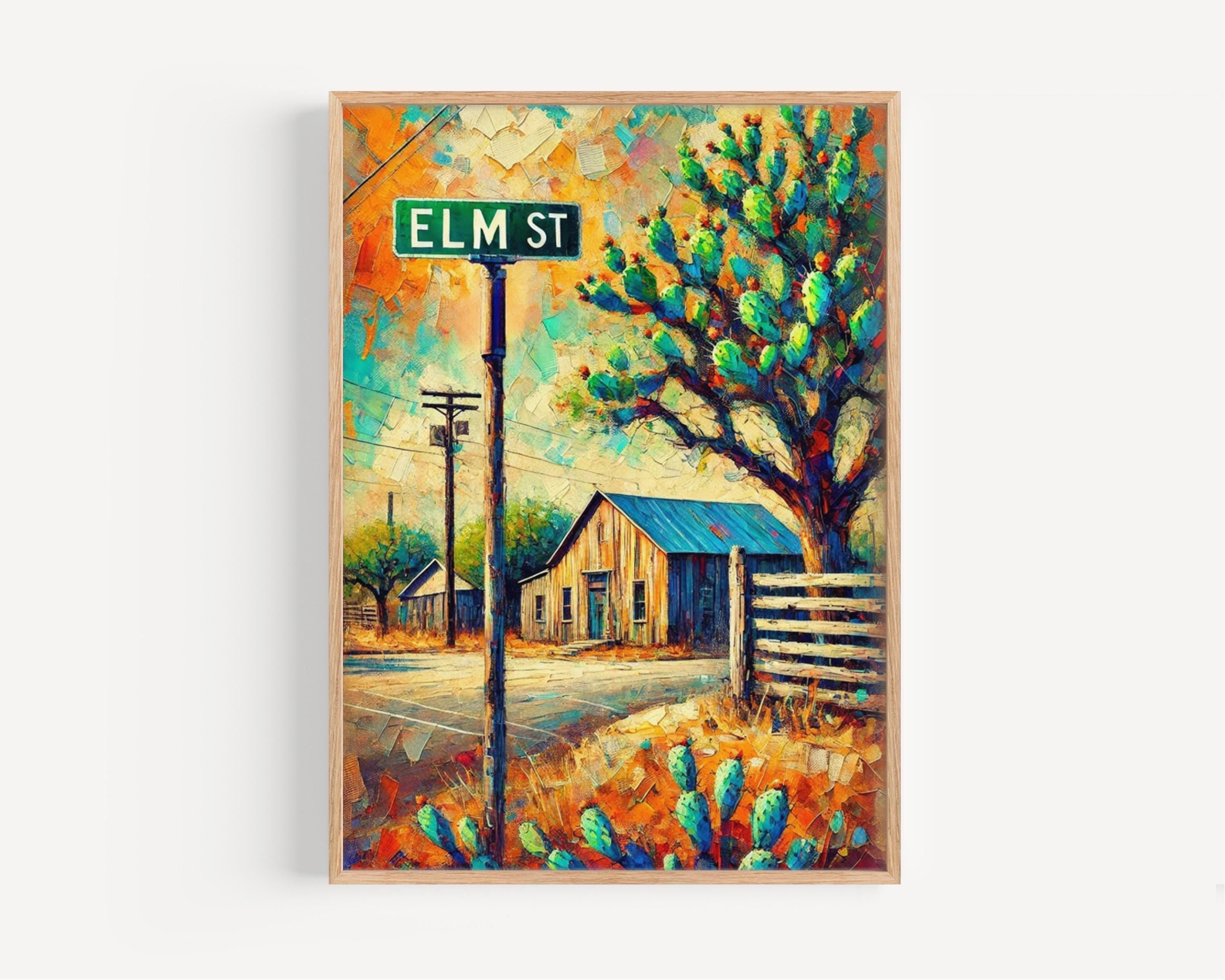 Dallas Elm St Wall Art, Travel Poster & Texas Home Decor, Dallas Gift, Elm Street Print, Housewarming Wall Art