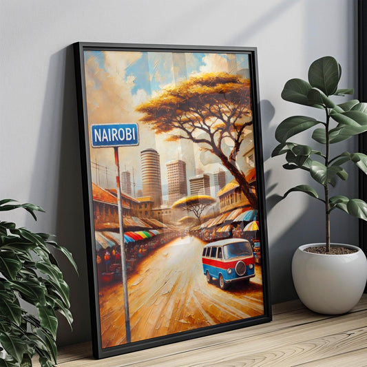African Nairobi Wall Art Print - Kenya Travel Poster, African Decor, Unique Kenya Art for Home & Office Gift