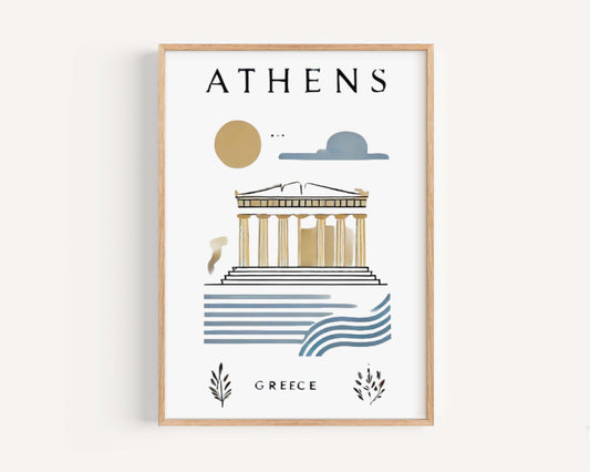 Athens Print Greece Wall Art, Travel Decor, College & Housewarming Gift, Greece Travel Poster, Athen Artwork Home Decor