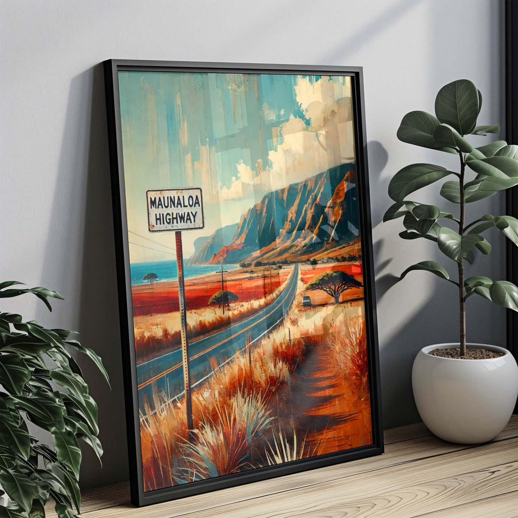 Maunaloa Highway Wall Art - Molokai Travel Print & Hawaii Poster, Scenic Road Landscape, Housewarming Gift, Tropical Home Decor