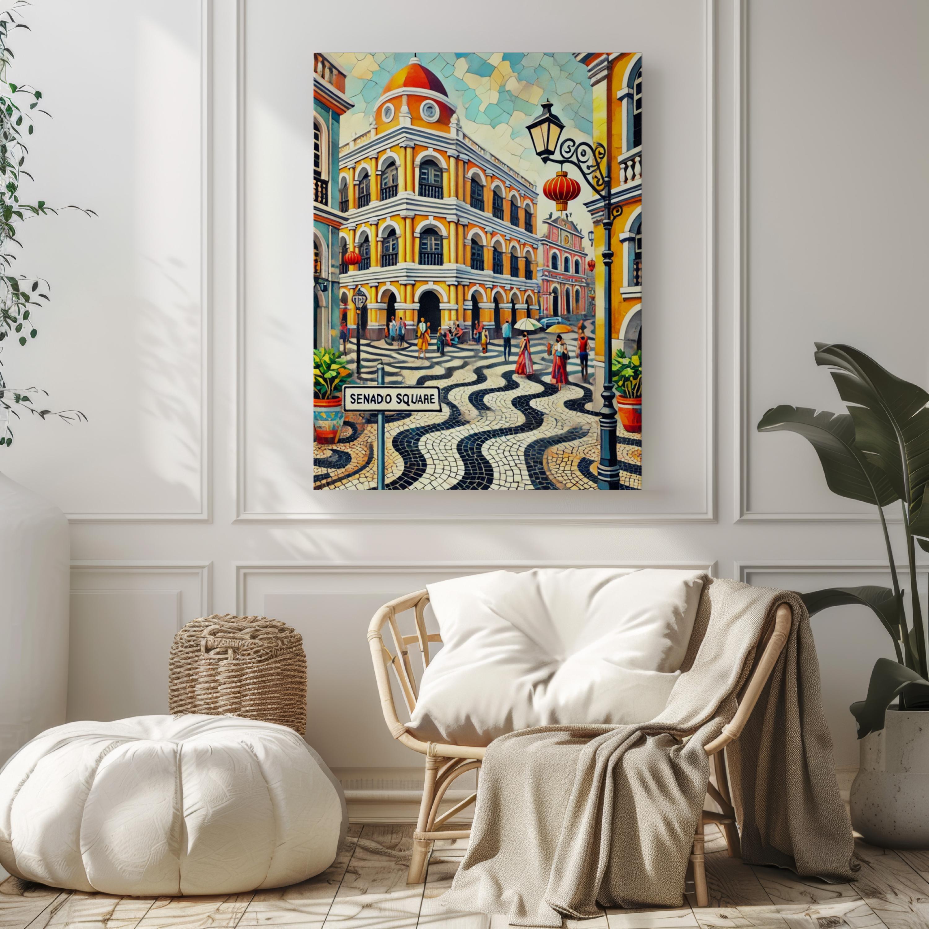 Macau Island Senado Square Wall Art Print, Asian Travel Poster, Macau Decor, Housewarming Gift, Asian Island Art, Travel Home Decoration