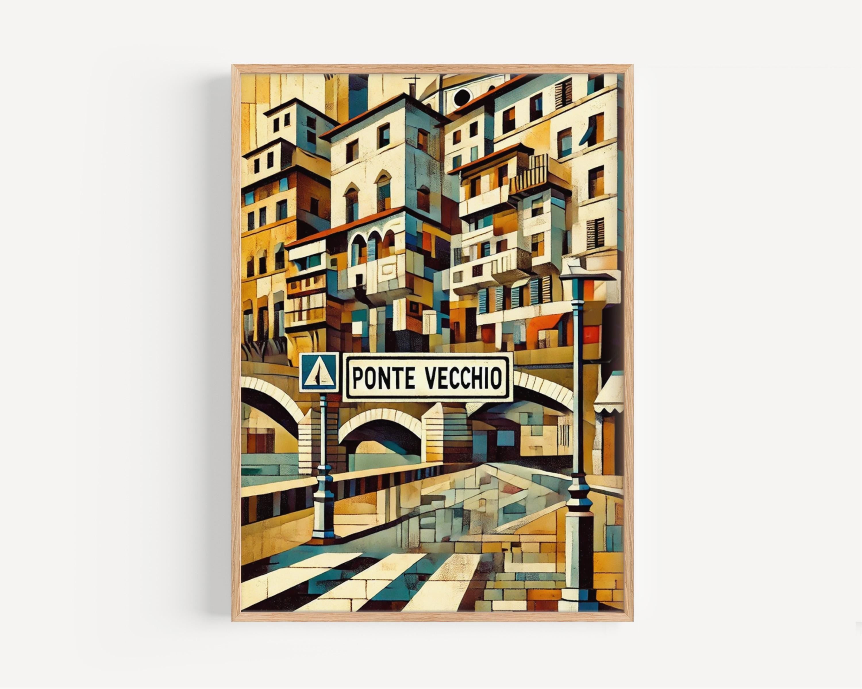 Florence Ponte Vecchio Wall Art Print - Italian Travel Poster, Florence Italy Gift, Housewarming Decor, Vintage Style Florence Artwork