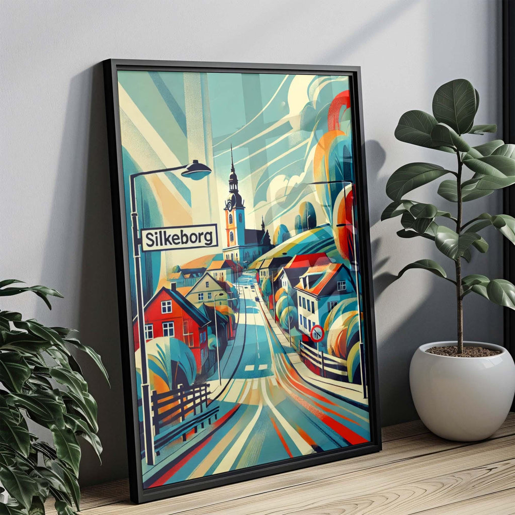 Silkeborg Art Wall Print - Danish Travel Poster, Scandinavian Home Decor, Denmark Housewarming Gift, Modern European Wall Art