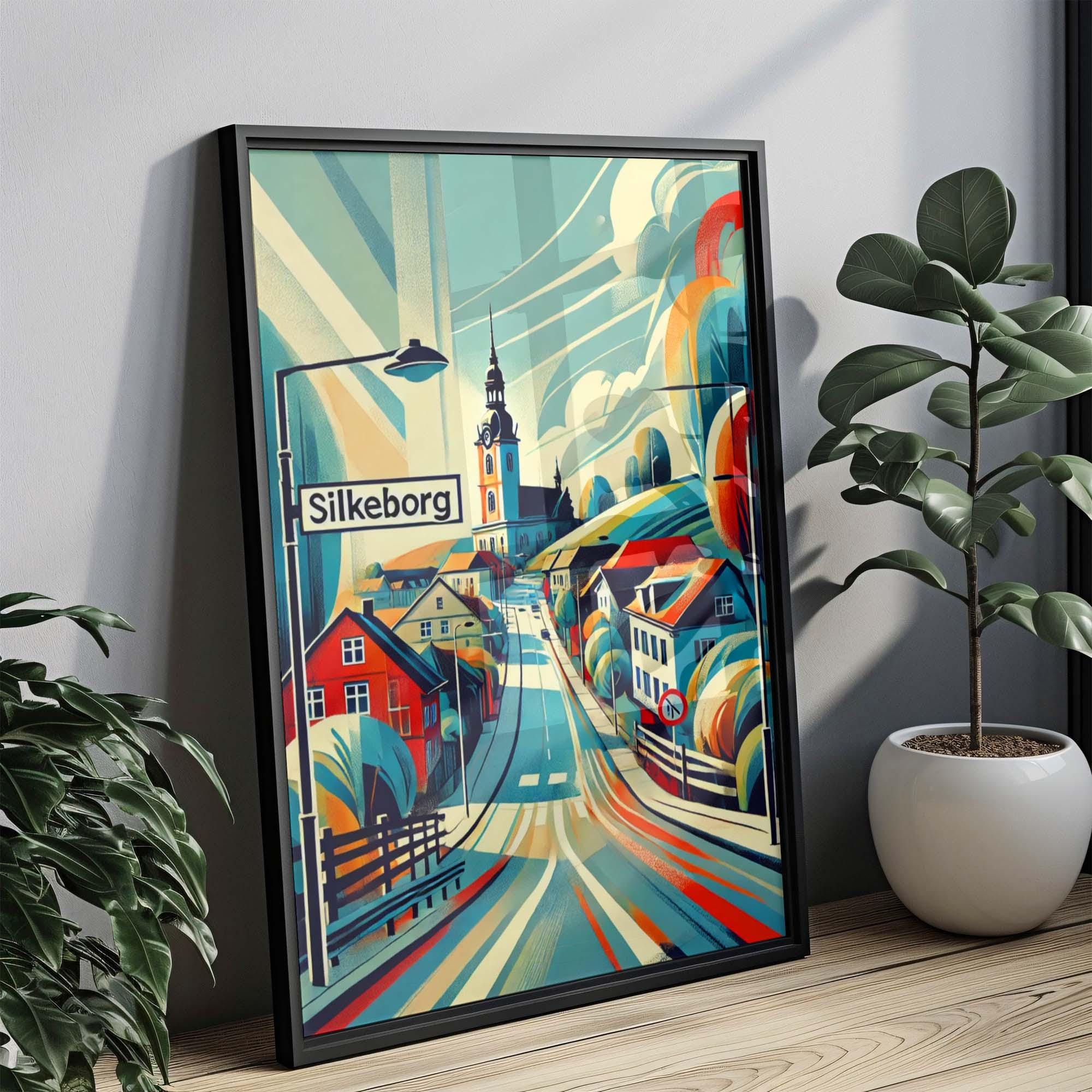 Silkeborg Art Wall Print - Danish Travel Poster, Scandinavian Home Decor, Denmark Housewarming Gift, Modern European Wall Art