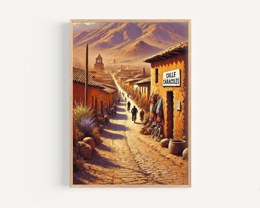 Calle Caracoles Wall Art, San Pedro de Atacama Print, Chile Travel Poster, Desert Magic Home Decor, Rustic Street Scene, Gift for Travelers