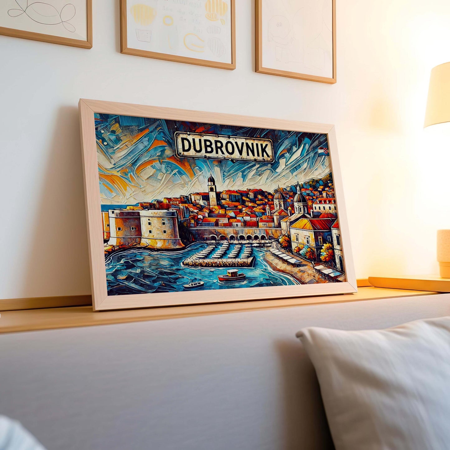 Dubrovnik Art Wall Print - Travel Poster of Croatia, European Cityscape, Housewarming & Travel Gift, Rustic Home Decor, Coastal Wall Art