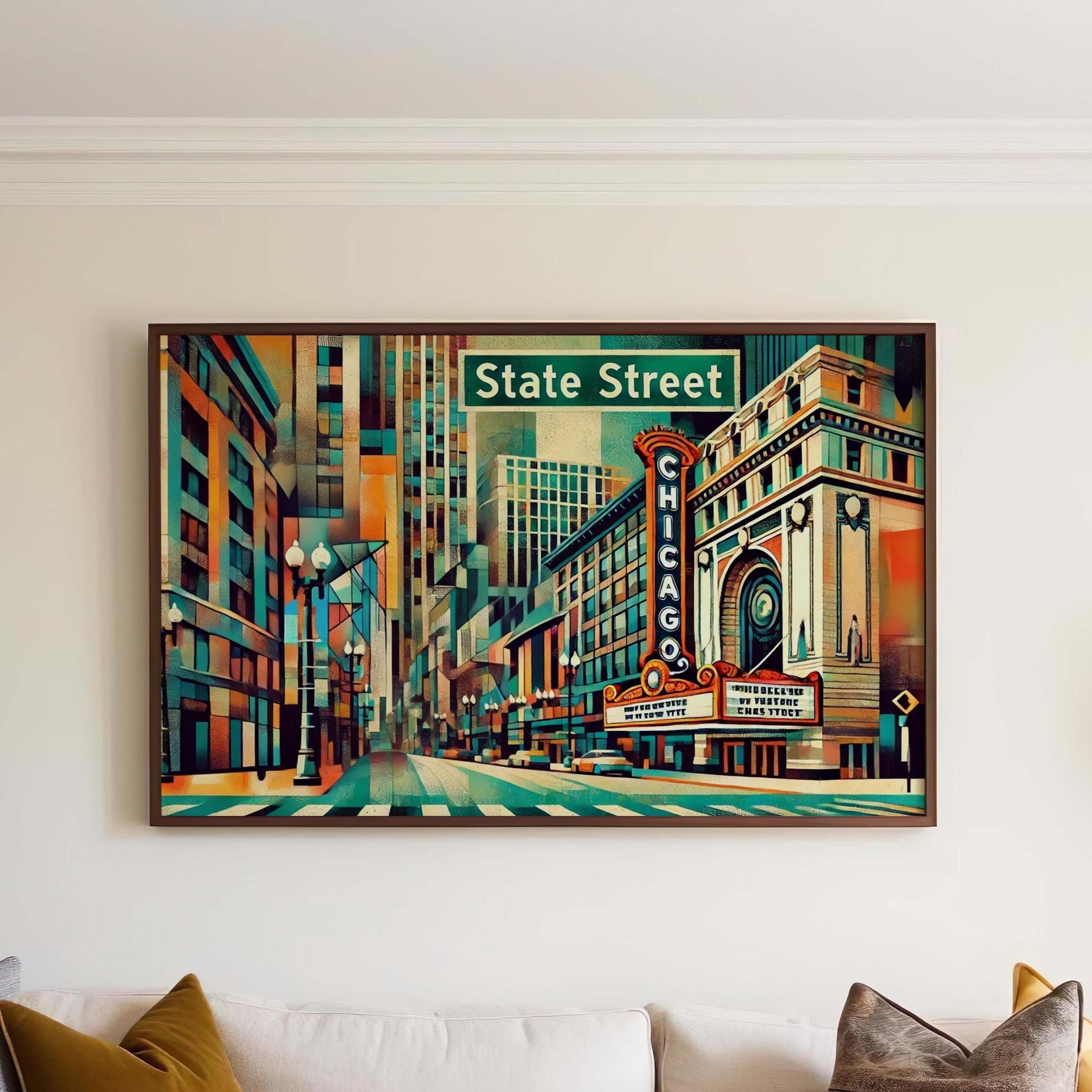 Chicago Art State Street Wall Art Print - Chicago Gift, Travel Poster, Illinois Artwork, Housewarming Decor