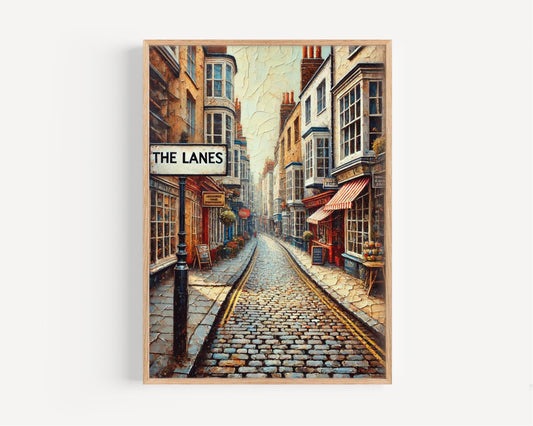 Wall Art The Lanes Brighton Print - England Travel Poster & Housewarming Gift, UK Wall Decor