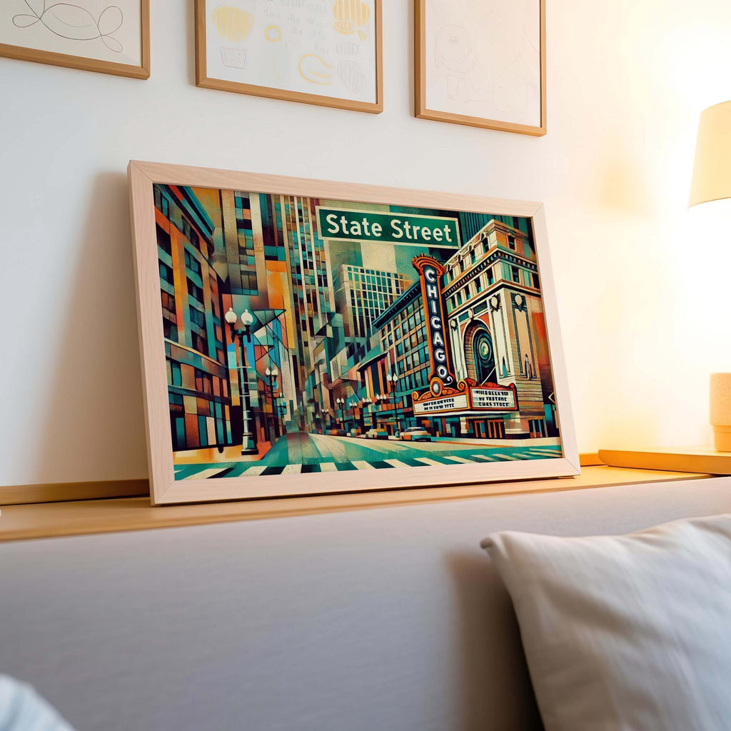 Chicago Art State Street Wall Art Print - Chicago Gift, Travel Poster, Illinois Artwork, Housewarming Decor