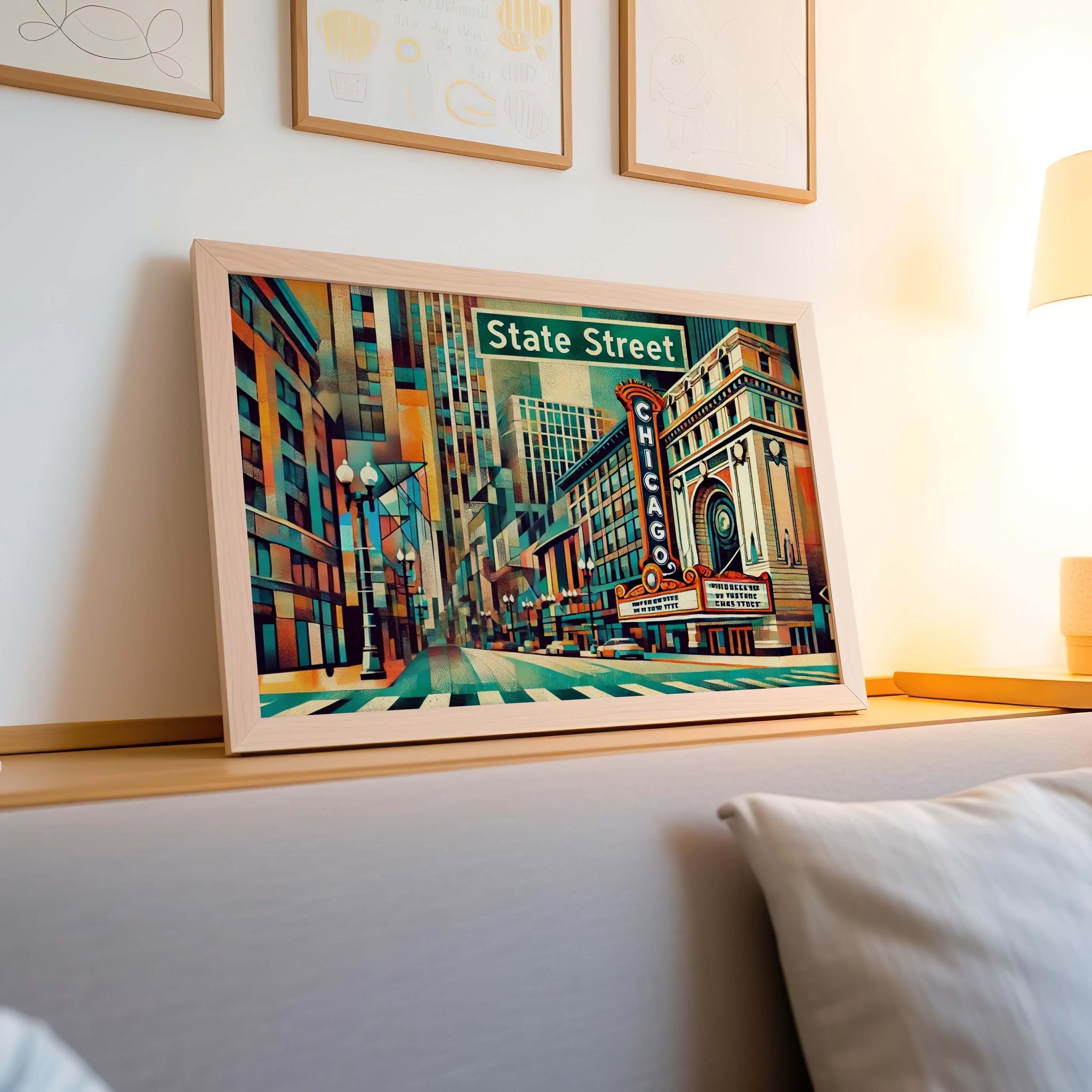 Chicago Art State Street Wall Art Print - Chicago Gift, Travel Poster, Illinois Artwork, Housewarming Decor