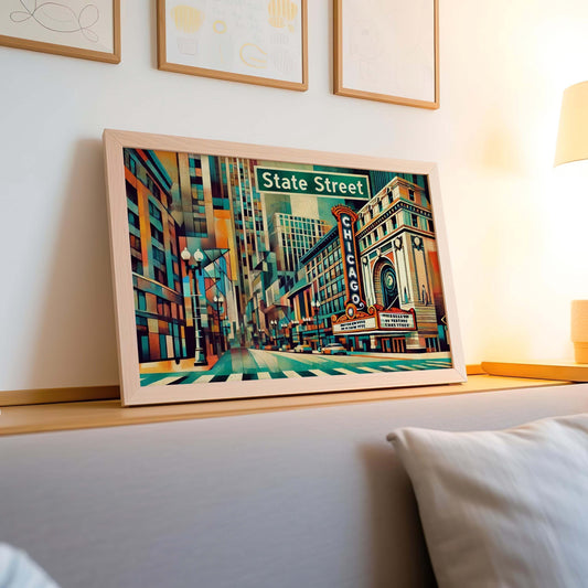 Chicago Art State Street Wall Art Print - Chicago Gift, Travel Poster, Illinois Artwork, Housewarming Decor