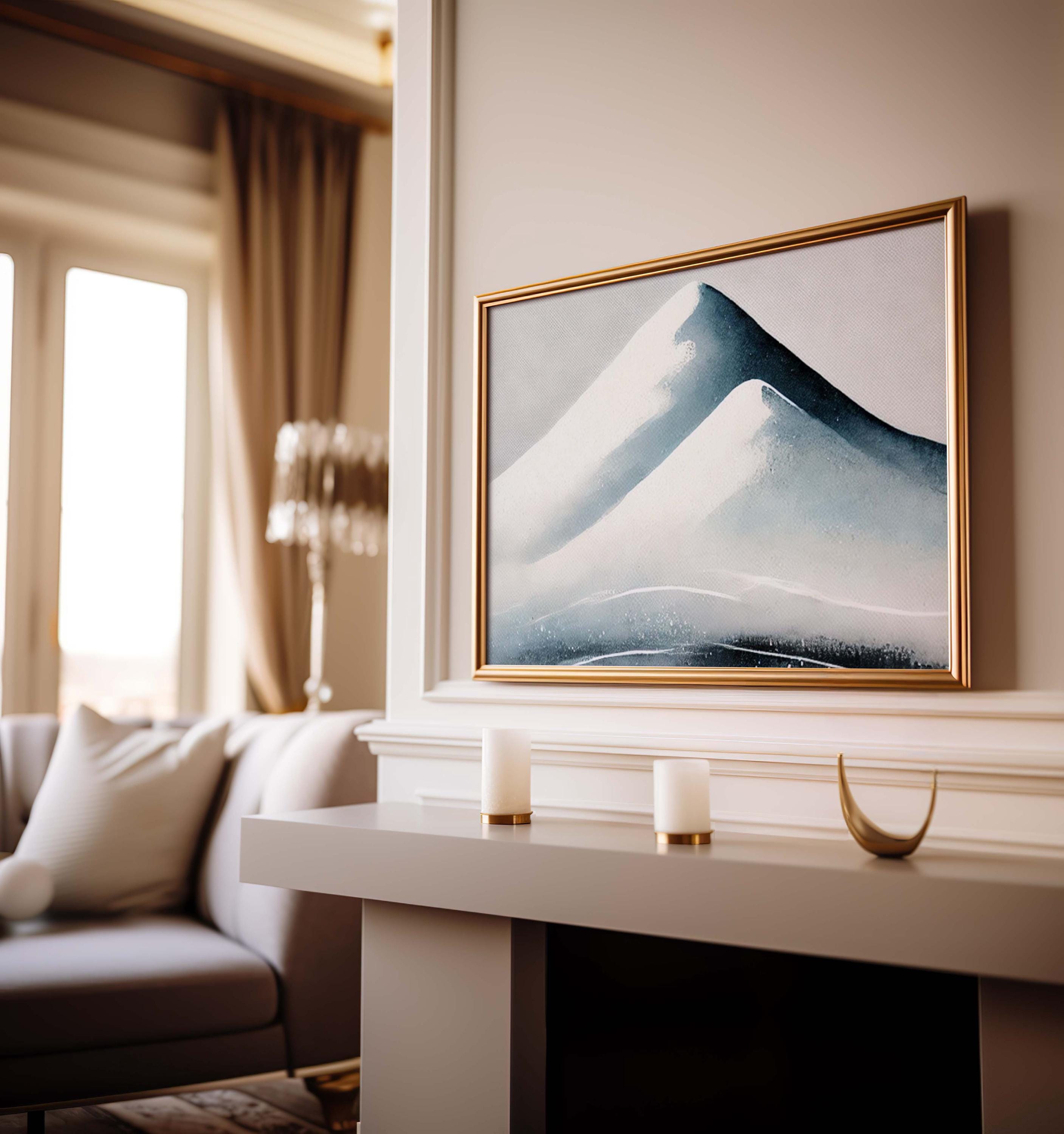 Mountain Print Snowy Winter Landscape