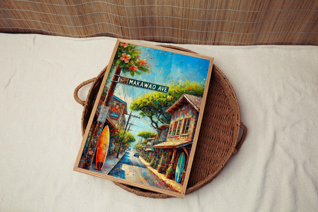Makawao Ave Print - Maui Wall Art, Hawaii Travel Poster, Makawao Avenue Decor, Housewarming Gift, Honolulu & Maui Artwork