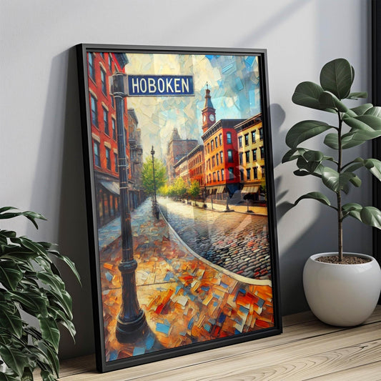 New Jersey Hoboken Wall Art Print - Travel Poster, USA and American Gift, New Jersey Home Decor, Housewarming & Travel Lover Present