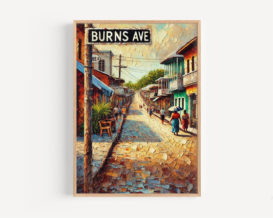 Burns Avenue Wall Art | San Ignacio Belize Print | City Travel Poster | Lively Culture Gift | Travel Souvenir | Fine Art Paper