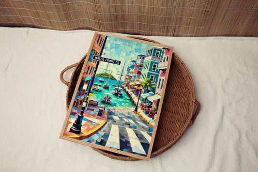 Road Town Waterfront Dr Wall Art Print – Caribbean Travel Poster, Road Town Gift, Housewarming Decor, Coastal Wall Art