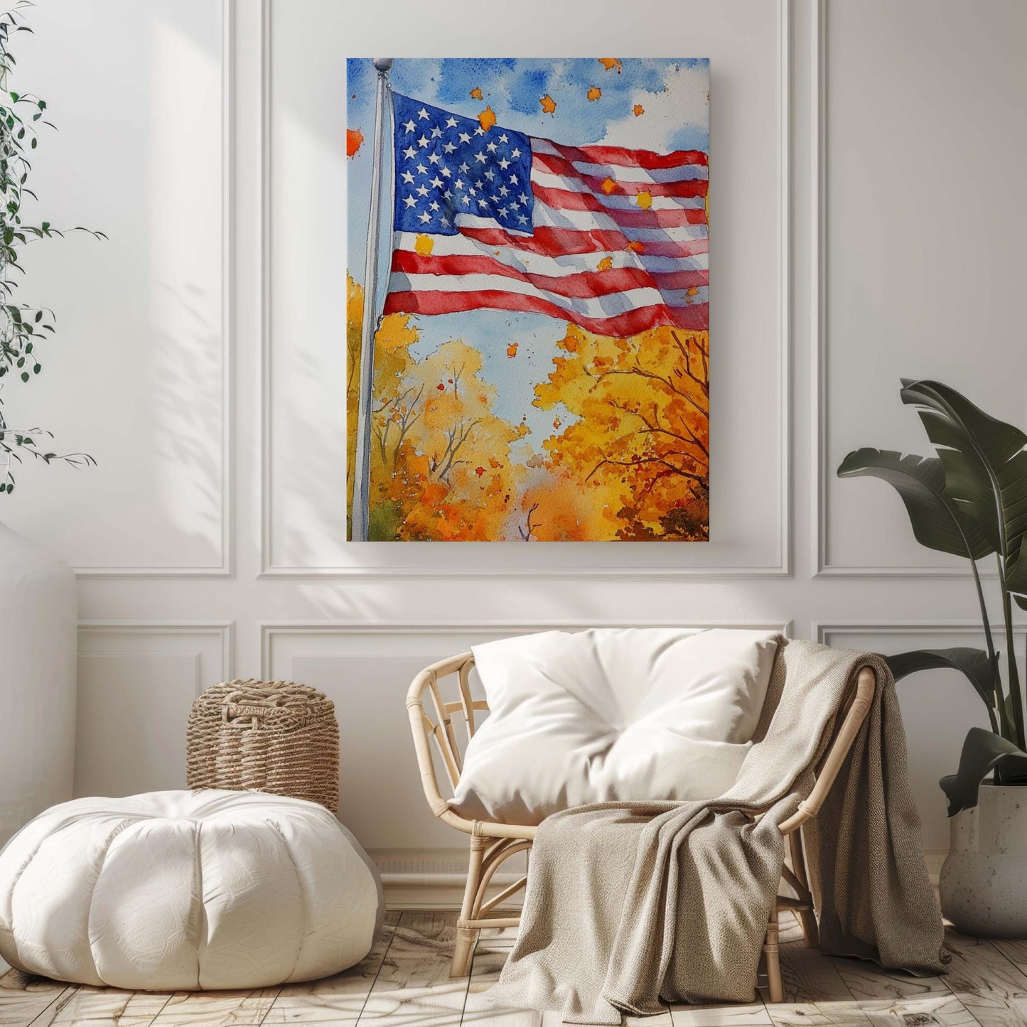 American Flag Artwork Wall Art | Patriotic USA Poster | United States Home Decor Print | American Flag Decor for Living Room & Office