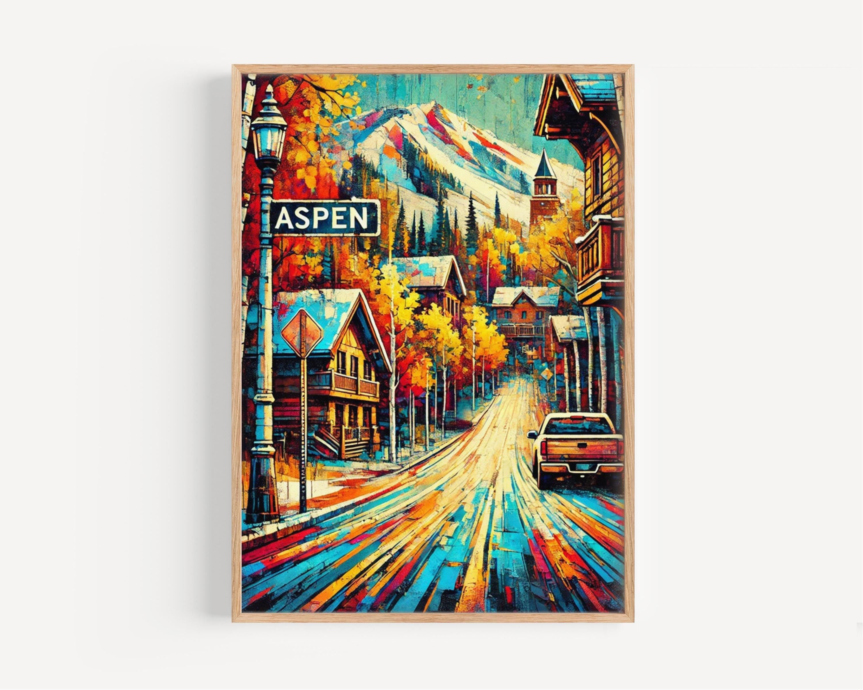 Aspen Wall Art Colorado Print Travel Poster Mountain Landscape USA Gift Housewarming Souvenir Nature Decor