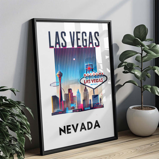 Las Vegas Print Vintage Travel Wall Art, Nevada Gambling Poster, Home Decor & Gift for Housewarming or College Room