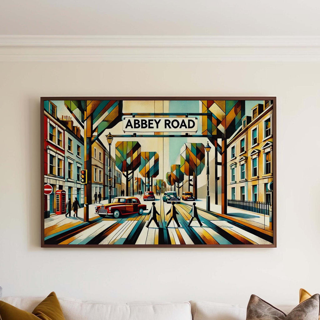 Abbey Road Wall Art Cubism Print, London Travel Poster, UK Gift, United Kingdom Home Decor, Housewarming Artwork, Modern Travel Print