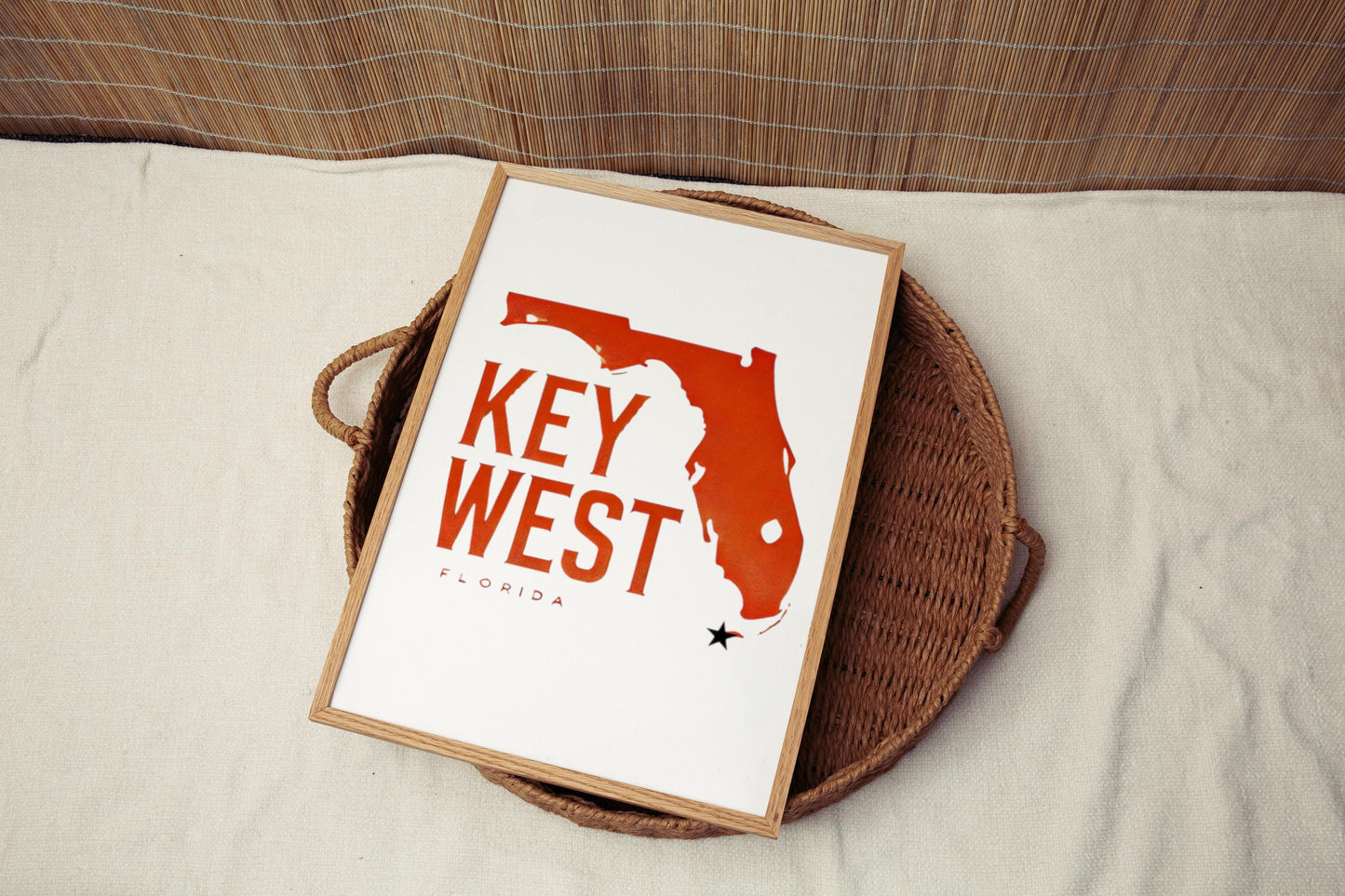 Florida Key West Wall Art Print - Travel Home Decor, FL Gift, College Dorm Poster, Housewarming & Florida Beach Travel Illustration