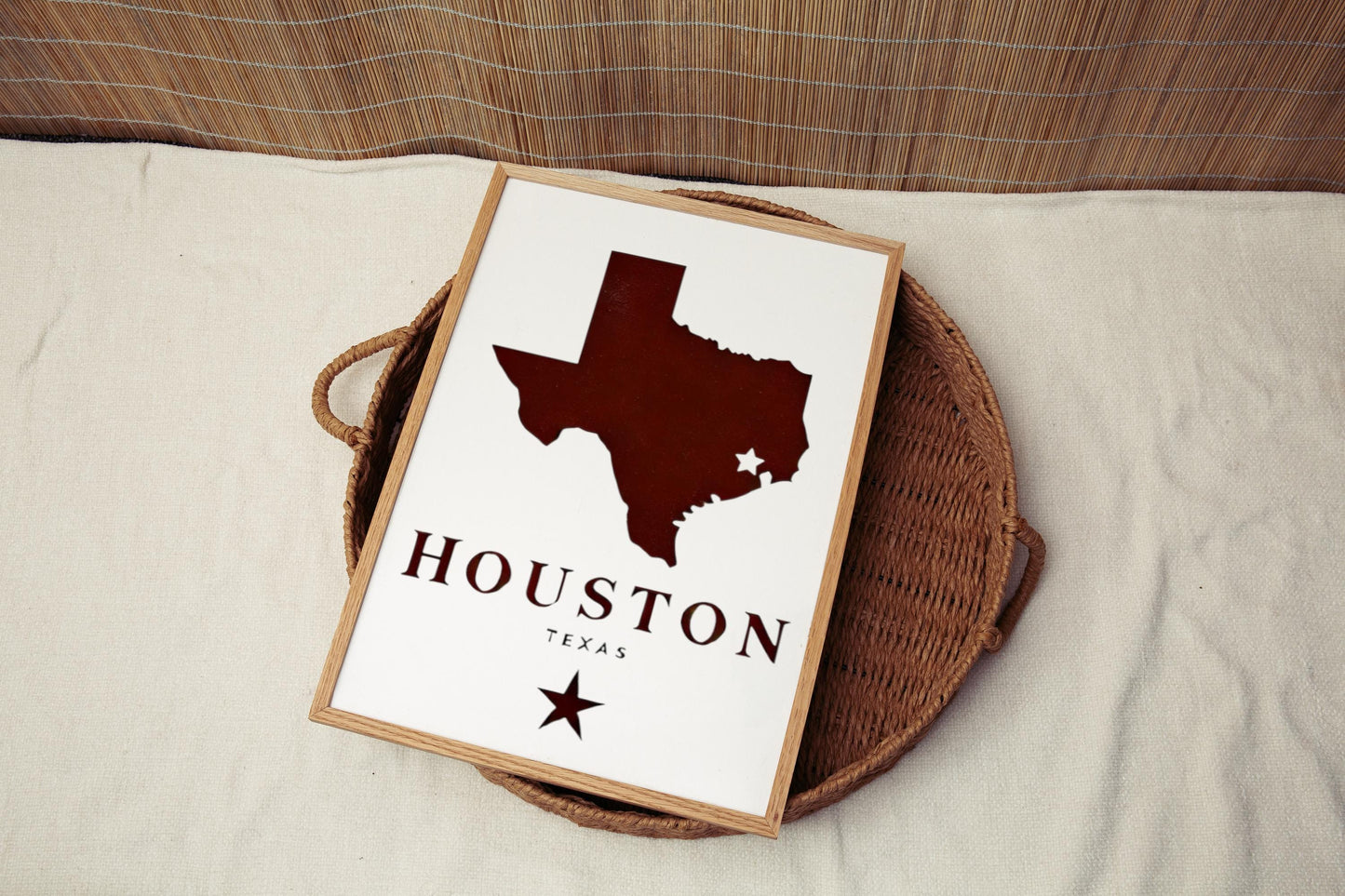 Texas Houston Wall Art Print - Travel & College Decor, Housewarming Gift, Stylish Texas Home Wall Decor