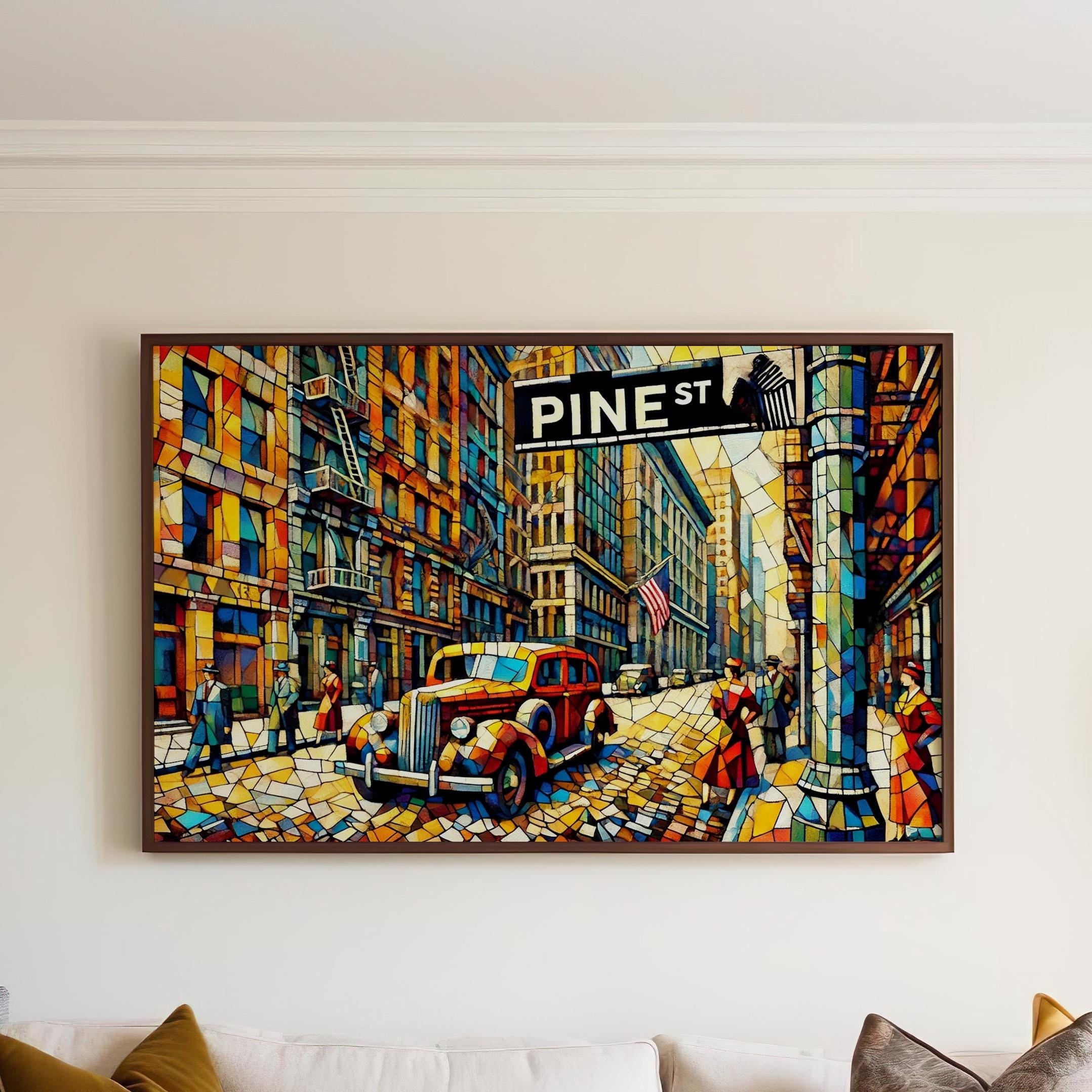 Pine St Cubist Wall Art - Seattle, Washington, USA