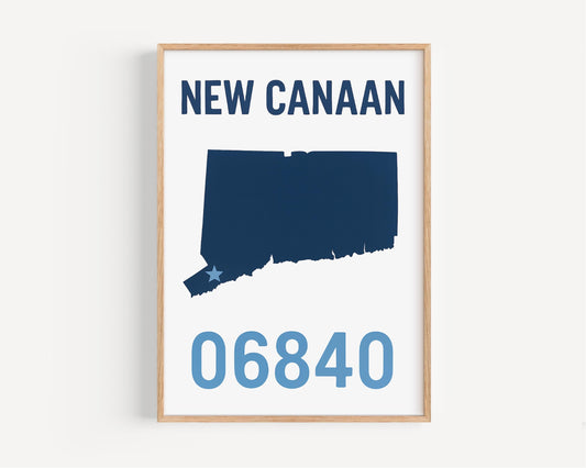 New Canaan Wall Art, Connecticut Print, Town/Burrow Poster, City Gift, Travel Souvenir, Connecticut Decor, Personalized Keepsake, *Custom