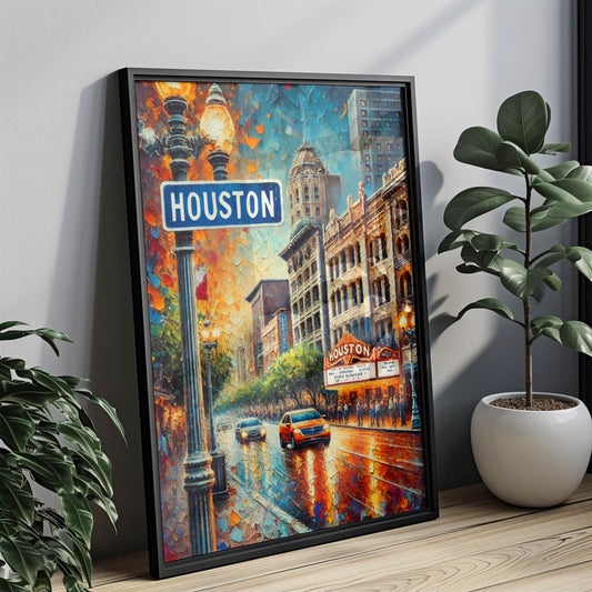 Texas Wall Art Houston & San Antonio Print Travel Poster Housewarming Gift Texas Decor Travel Print