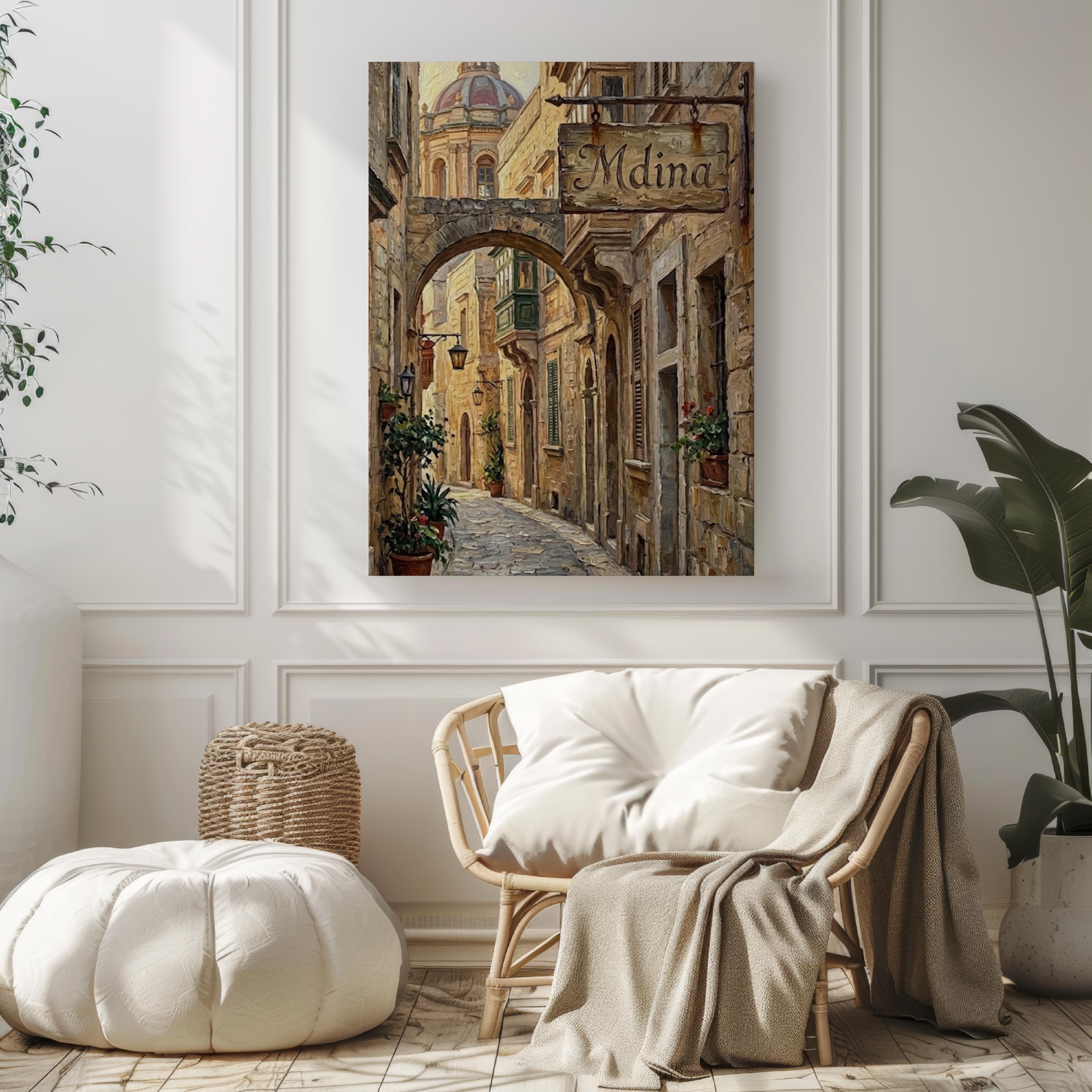 Mdina Street Sign Art Print: Malta Walled City Travel Poster Decor