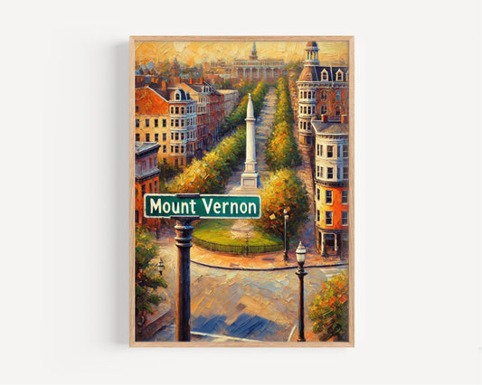 Baltimore Mount Vernon Wall Art Print, Maryland Travel Poster, Housewarming Gift, Baltimore City Decor, Travel Print, Baltimore Gift Idea