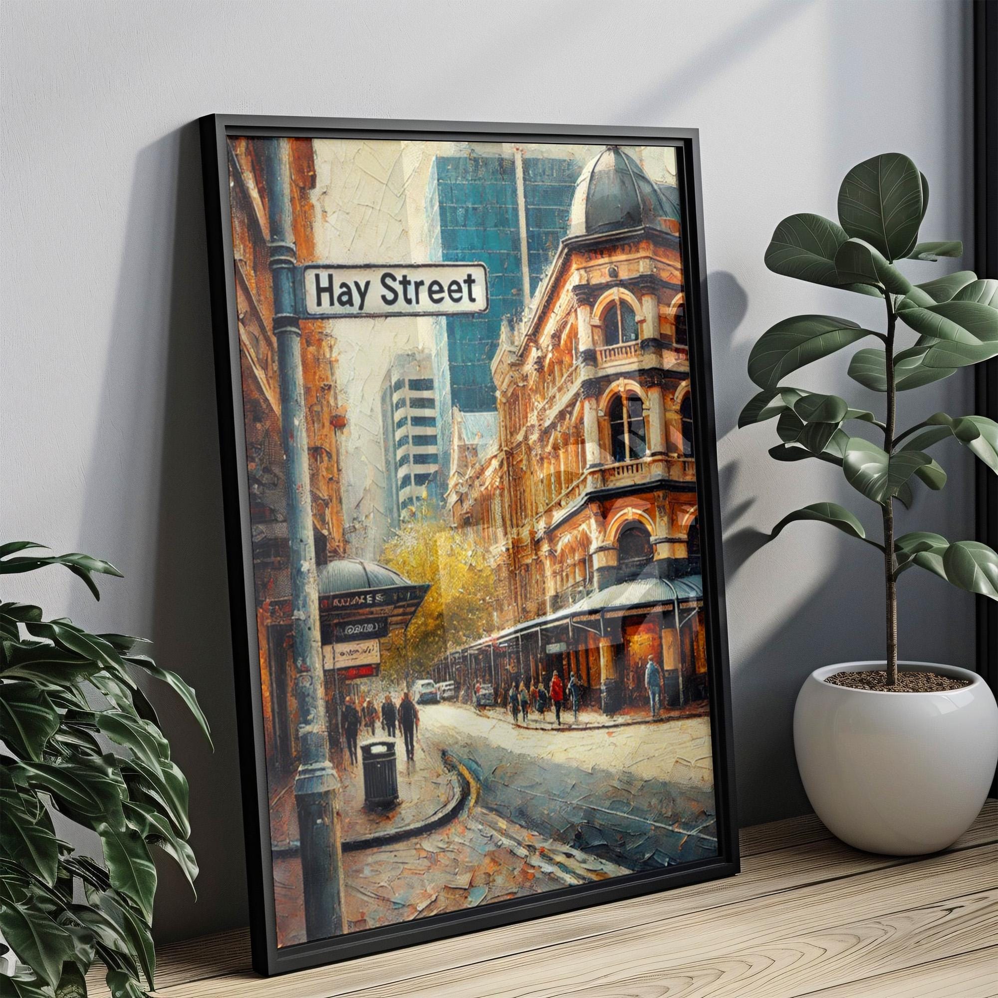 Perth Hay St Wall Art Print – Travel Poster, Australia Souvenir, Housewarming Gift, Perth Travel Decor, Modern Cityscape Artwork