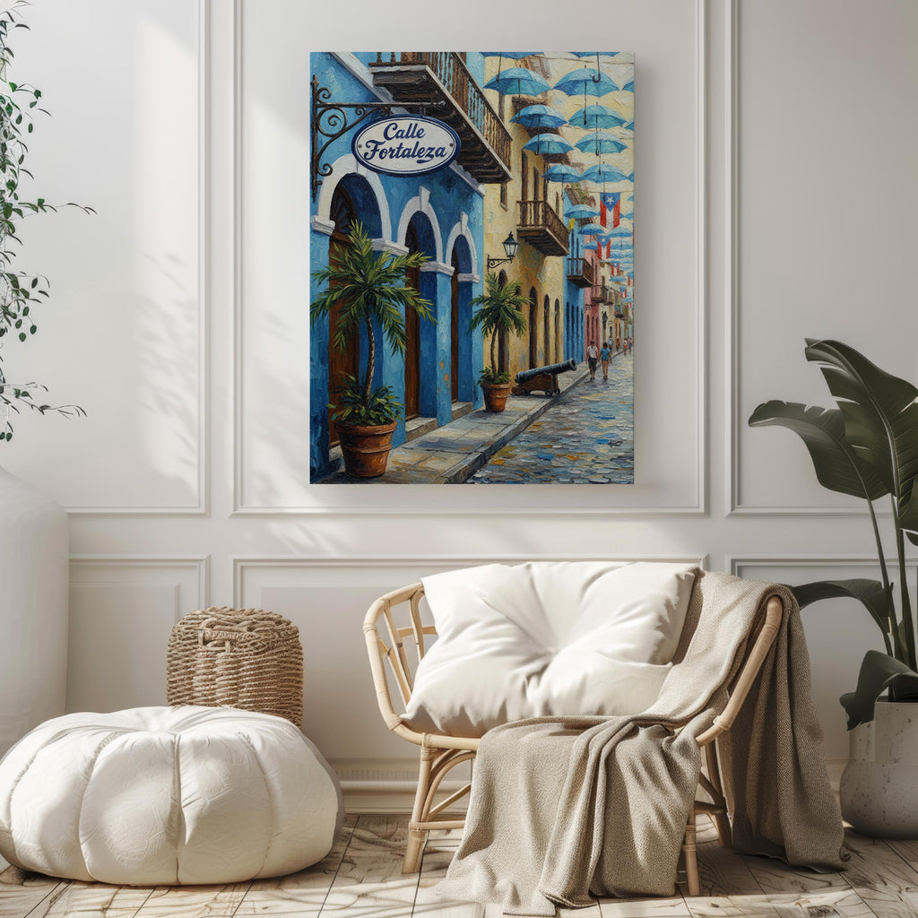 Calle Fortaleza Street Sign Print: Old San Juan Puerto Rico Travel Poster