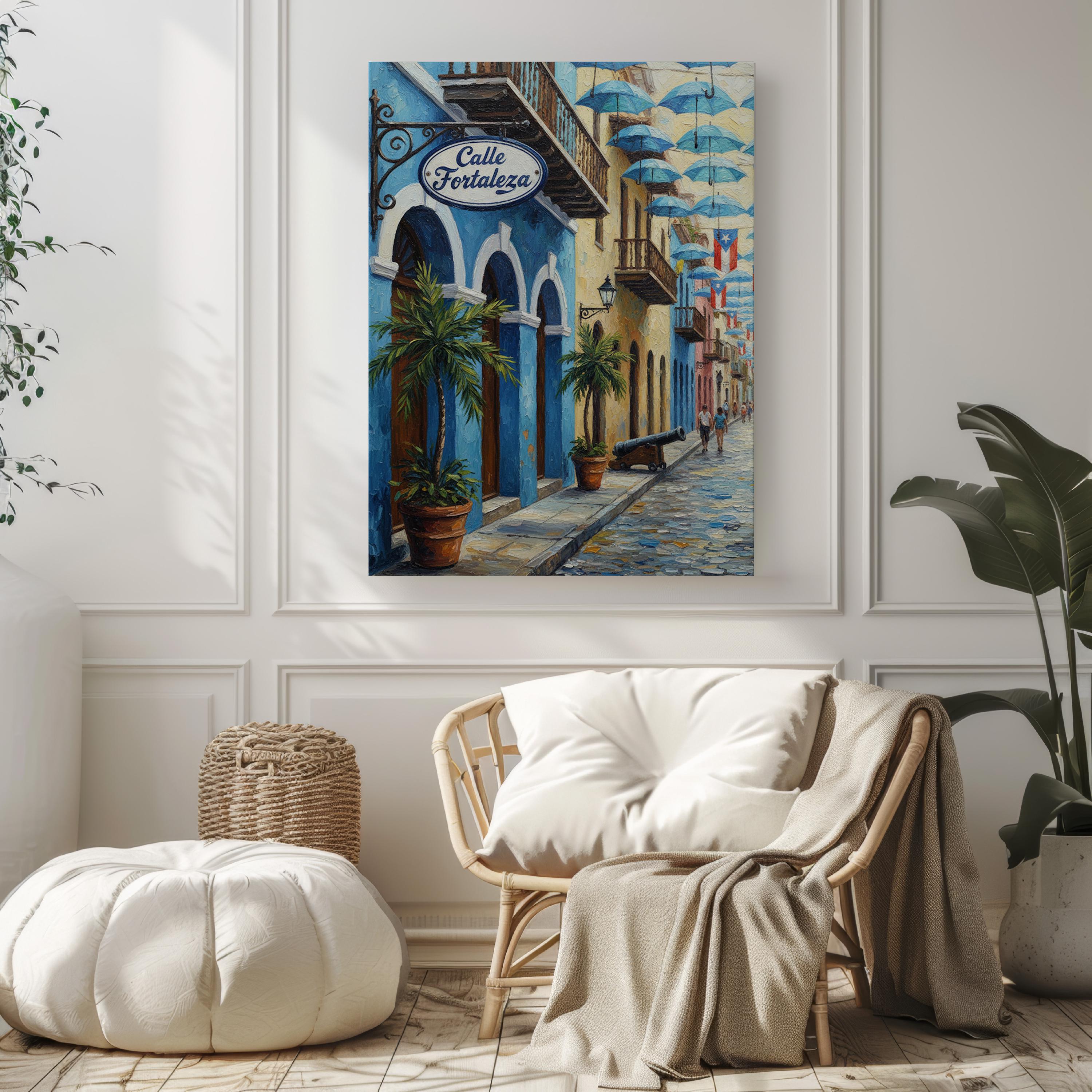 Calle Fortaleza Street Sign Print: Old San Juan Puerto Rico Travel Poster