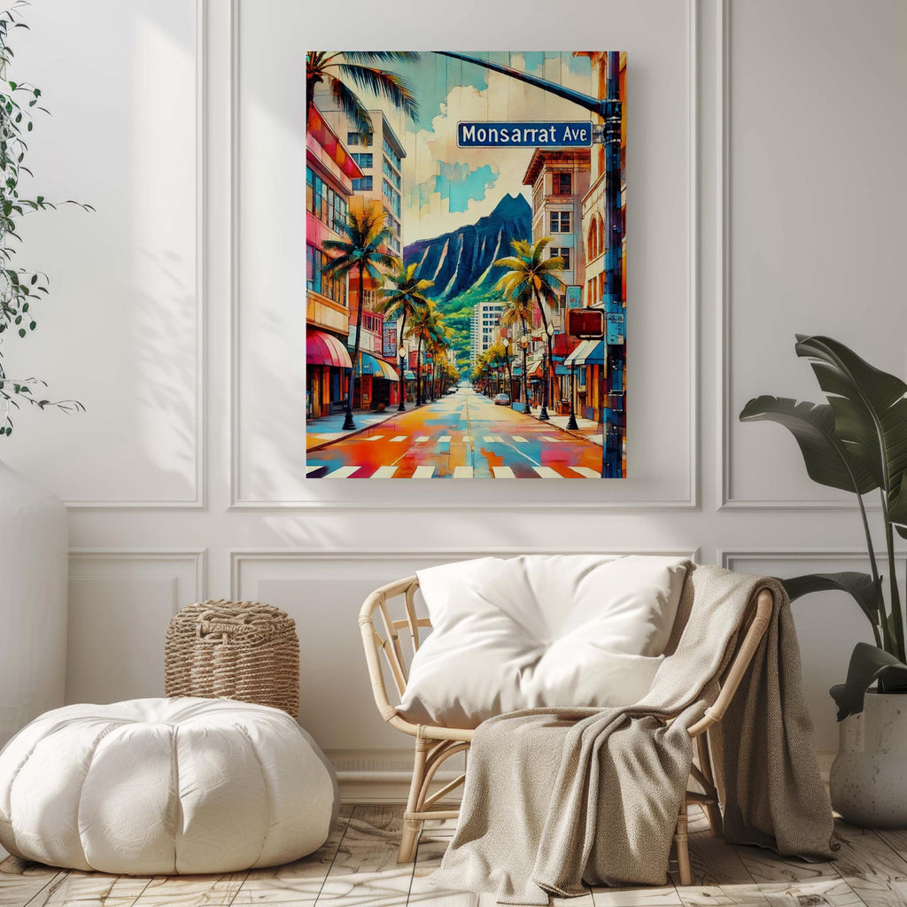 Monsarrat Ave Print - Honolulu, Hawaii, USA